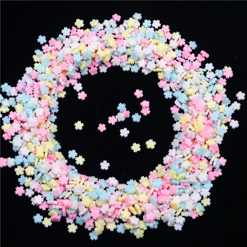 10g Hot Clay Mixed Cherry Blossoms Flower Sprinkle Polymer Clay Slices Nail Art Decorations Manicure Design Accessories Tool