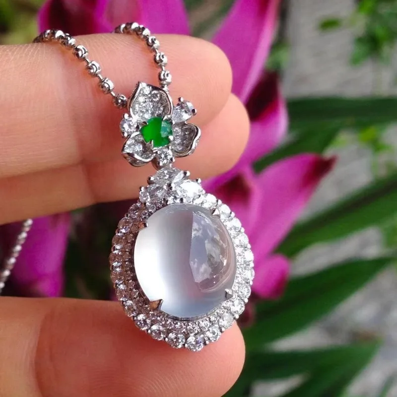 Original gentle style natural ice chalcedony Necklace for Women exquisite fashion pendant High quality jewelry wedding gift - Image 2