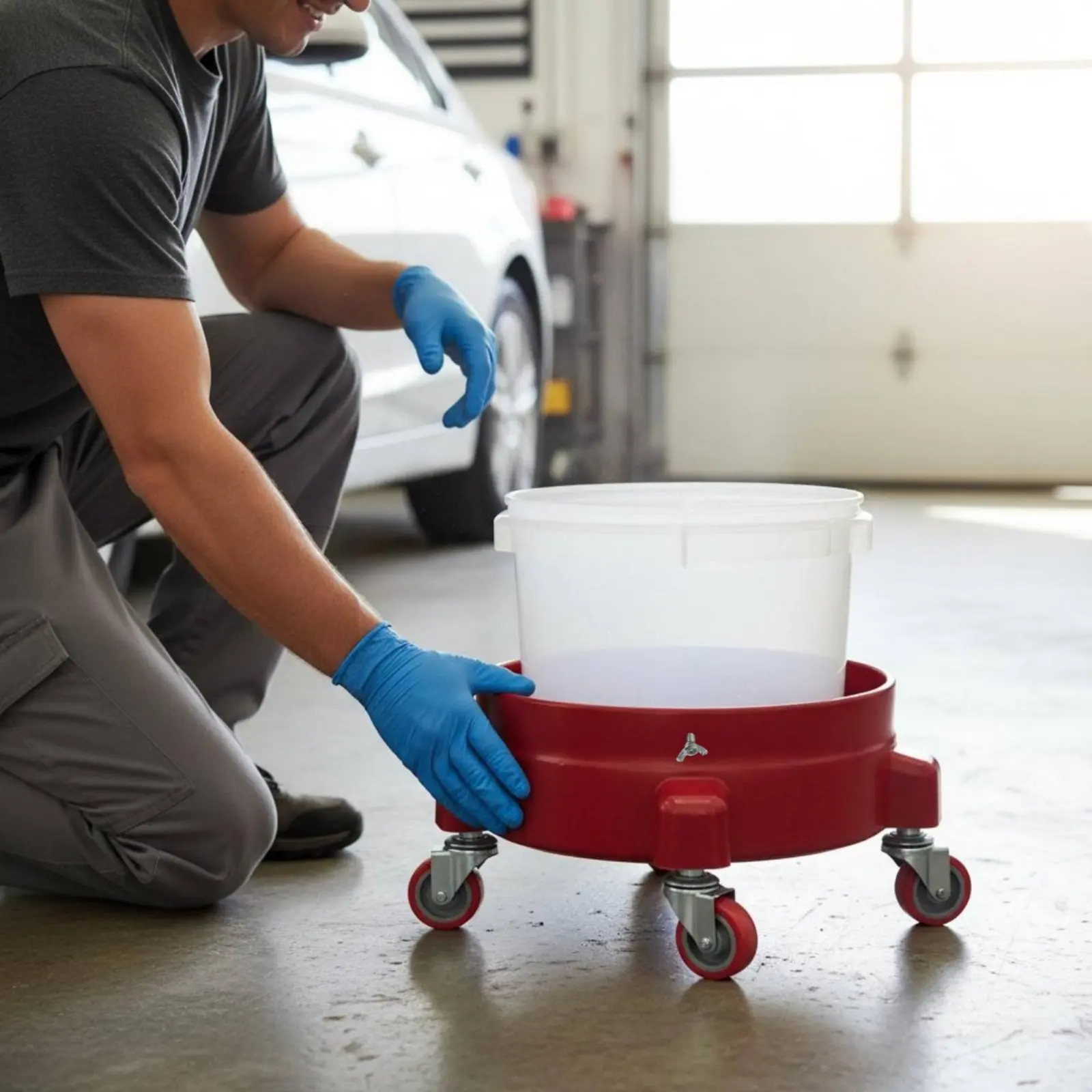 Car Wash Pail Trolley Multifunctional Wheeled Pail Base Sturdy Duty Linkable Design for Garage