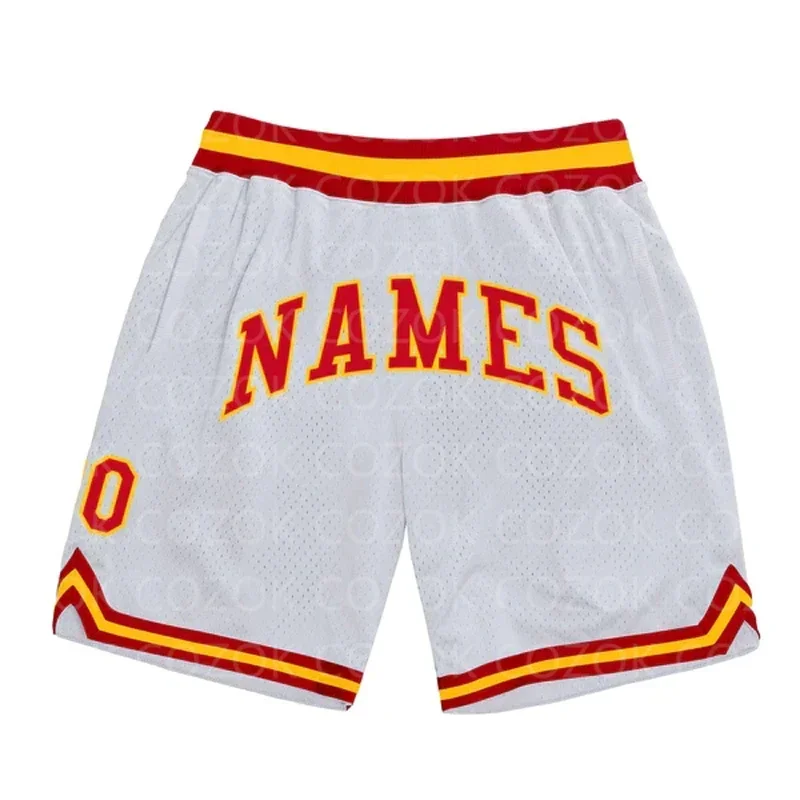 Shorts de basquete autênticos brancos personalizados, shorts masculinos com estampa 3D, nome personalizado, momber, secagem rápida, praia