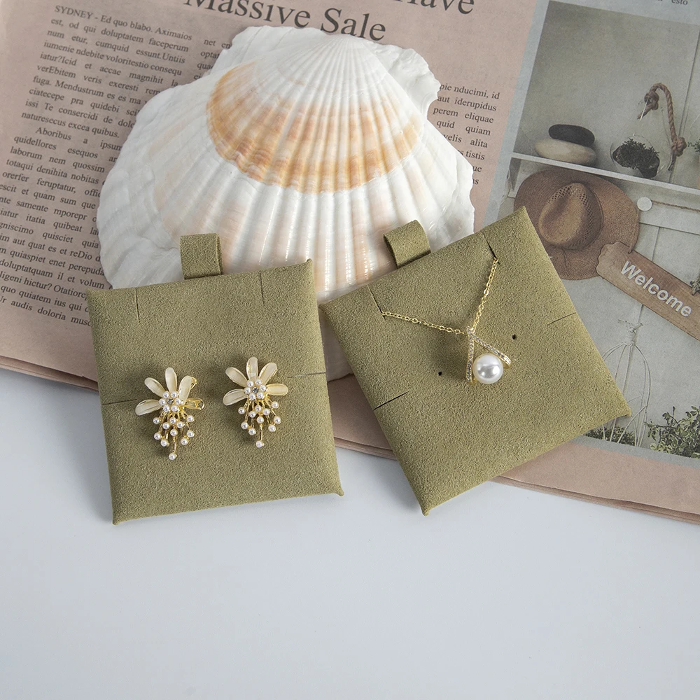 Wholesale 50/100pcs/lot Jewelry Ear Studs Packaging Display Cards Microfiber Earrings Necklace Card Pad Jewelry Price Tags 6x6cm