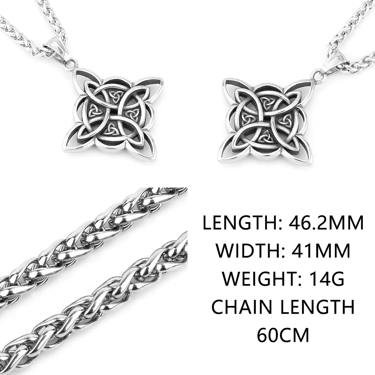 Vintage Irish Celtic Knot Necklace Viking Jewelry Amulet Pendant Fashion Stainless Steel Jewelry Gifts Wholesale for Men Women