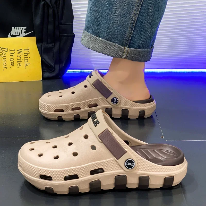 Summer New Men's Sandals Casual Beach Shoes EVA Material Couple Cross-Border Tourism Sandals Hole Hole Shoes Men's Slippers