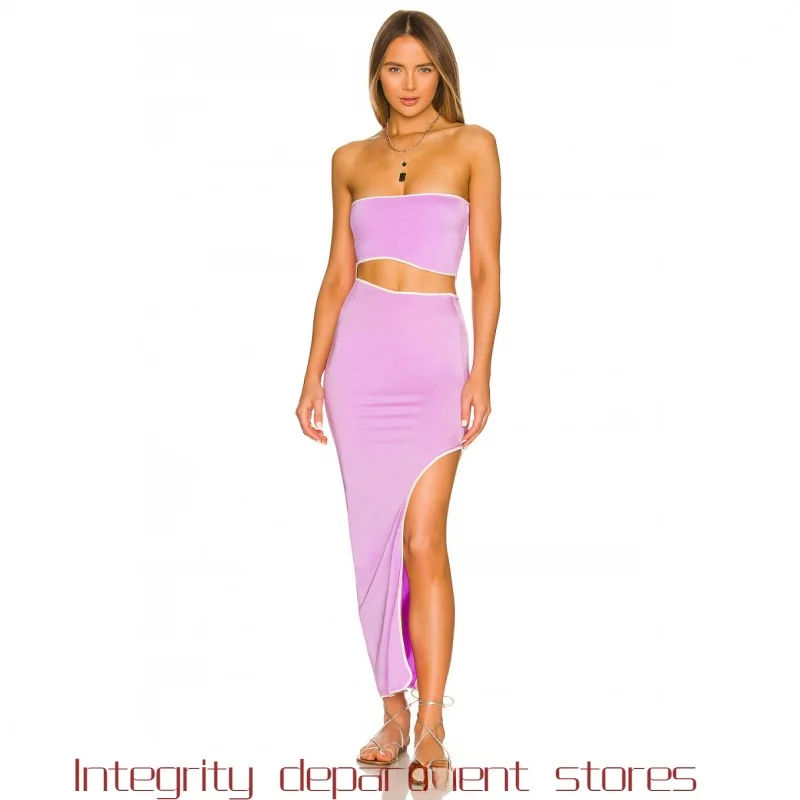 

Women's Printed Dress T-shirt Shortsved Top Half Skirt Set Slim Fit High Elasticity Color Summer Fashion Casual Wear