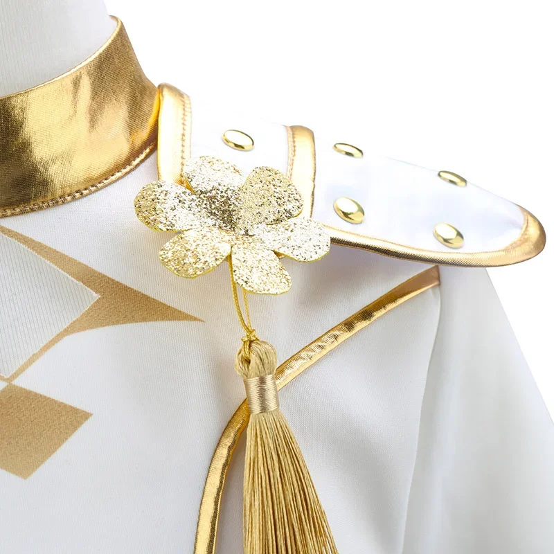 Kinder Mädchen Weiß-Gold Fancy Cosplay-Set Schulterpolster Kettenrock für Halloween Geburtstag Themenparty Karneval Rollenspiel-Outfit – Detail 4
