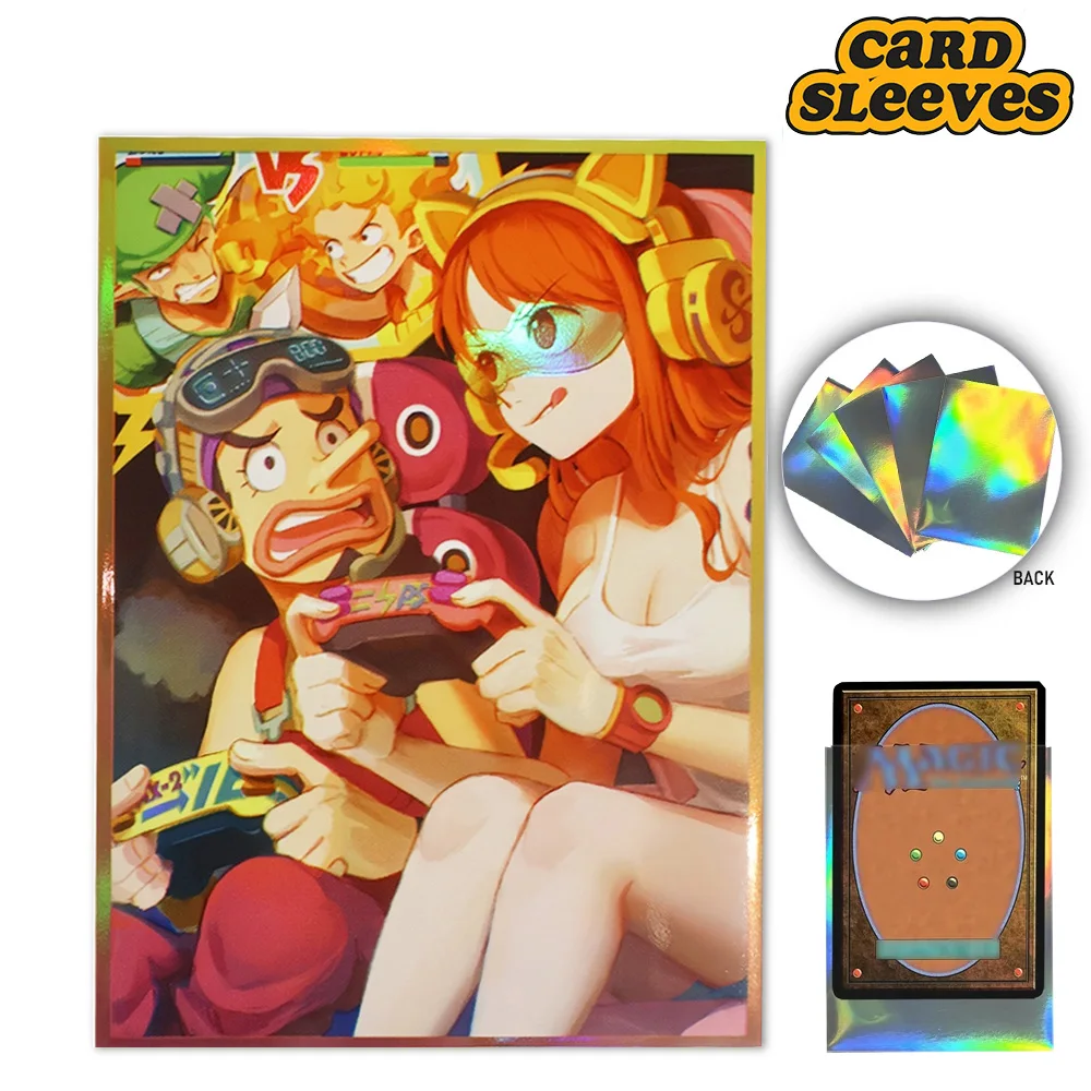 

60PCS Foil Card Sleeve ONE PIECE Nami &Usopp Game PK Holographic Anime Trading Card Protector Shield Cover MTG/PTCG 66x91mm