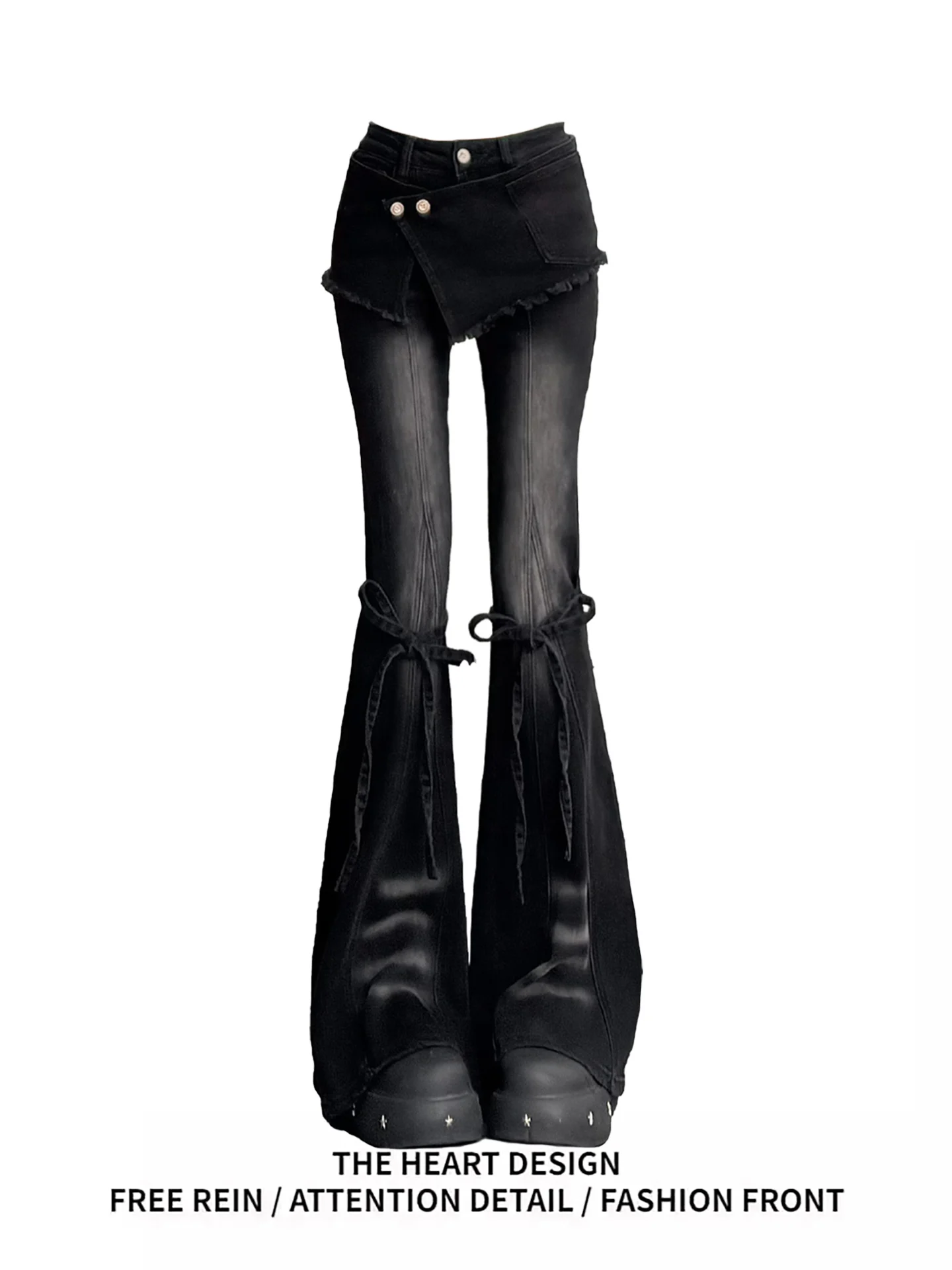 

Trendy High Waist Bell Bot Denim Jeans Women's Micro Flared Knot Sexy Tight Fit Jeans Casual Winter Wear