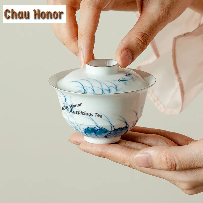 

90 мл платиновая ручная роспись рыбы Гавань Ретро Sopera чайная варенька чайная миска с крышкой комплект чайник крышка миска посуда для напитков аксессуары