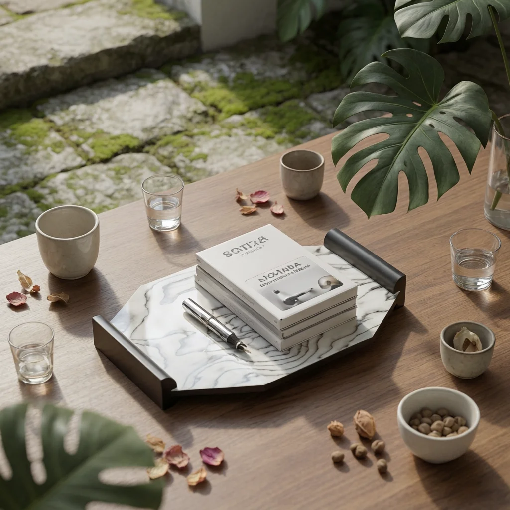 Decorative Tray with Handles Sleek-Profile Wooden Tray with Handles Minimalist Classic for Home Decorators, Coffee Table