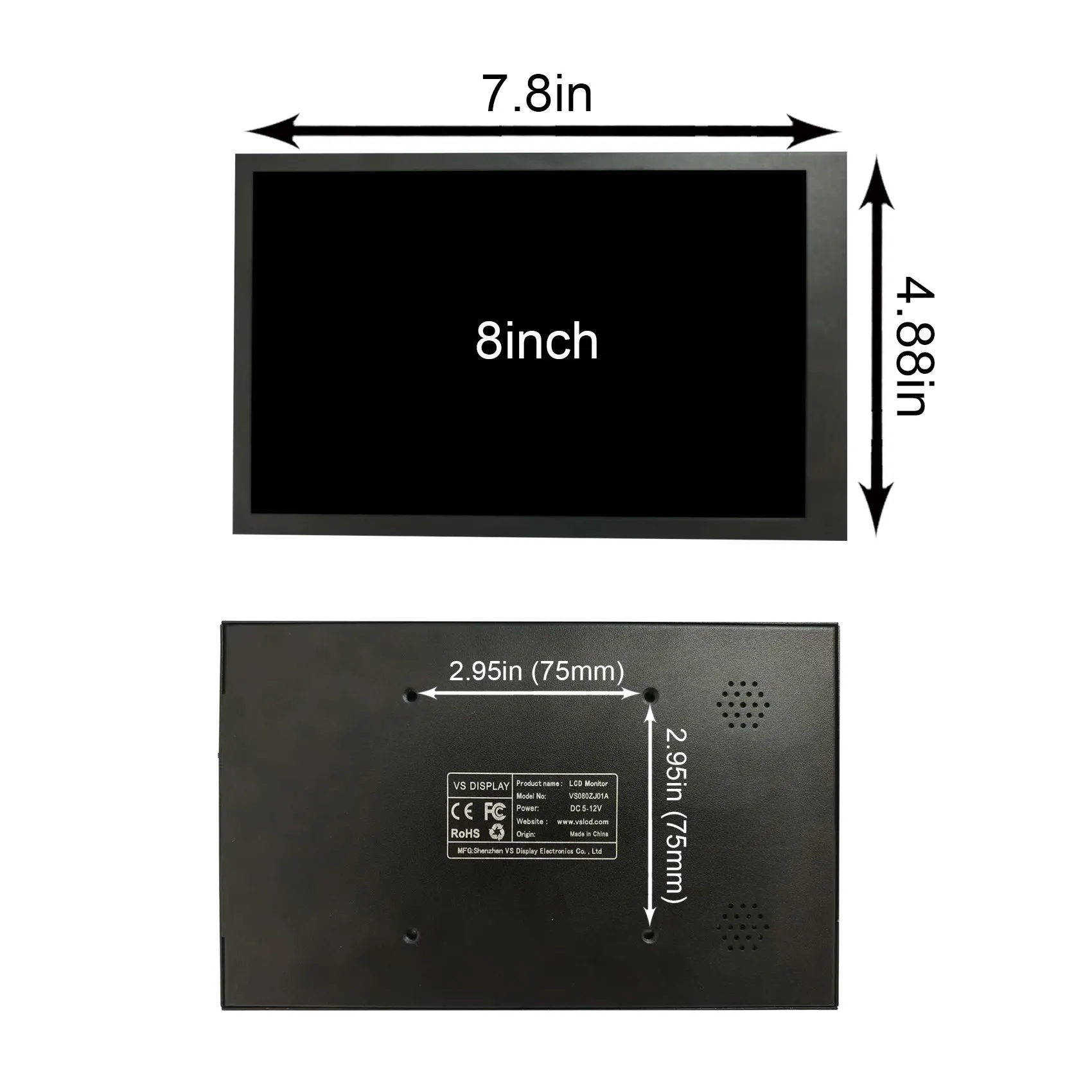 8in 1280x800 VS080ZJ03T 5 نقاط بالسعة اللمس IPS شاشات كريستال بلورية ، دعم عرض المرآة