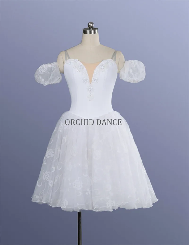 

Professional High Quality Eye-pleasing Kids Girls Long Performance Wear High-end White Ballet Romantic Tutu
