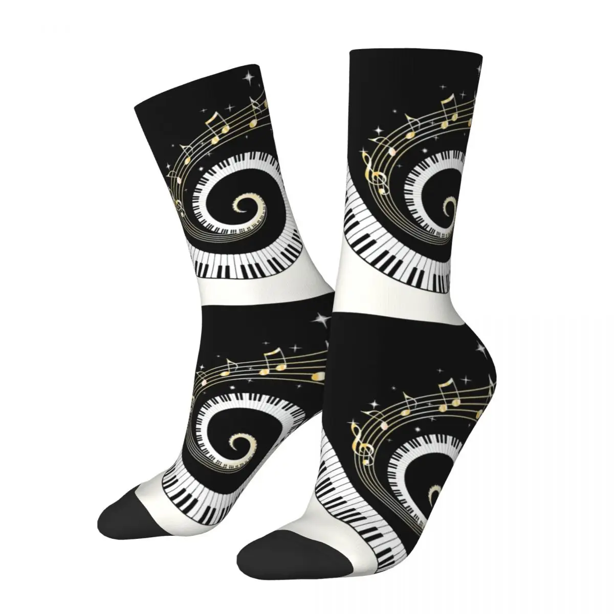 

Autumn Winter Colorful Unisex Piano Keyboard Art Socks Music Note Sweat Absorbing Basketball Socks