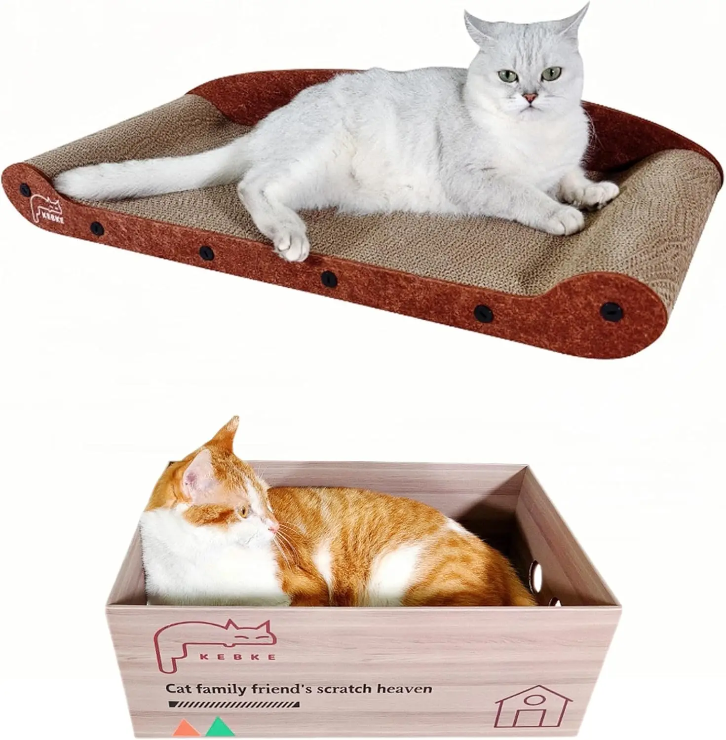 

Cat Scratcher Bed 30 Inch Cat Couch Scratcher &17.5 Inch Cat Scratch Box with Refillable Scratch Pad Cat Scratchers for