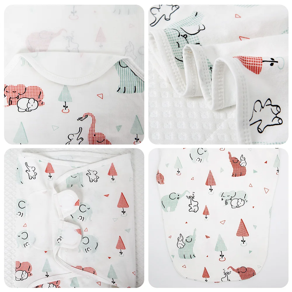 Saco de dormir do bebê recém-nascido, embrulho Swaddle fino, mochila de elefante dos desenhos animados, cobertor meninas e meninos, 0-6 meses, 0,5 TOG, verão