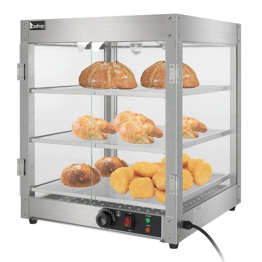 Gabinete de servicio de vitrina de calentador de pizza de comida de calor comercial eléctrico de 3 niveles