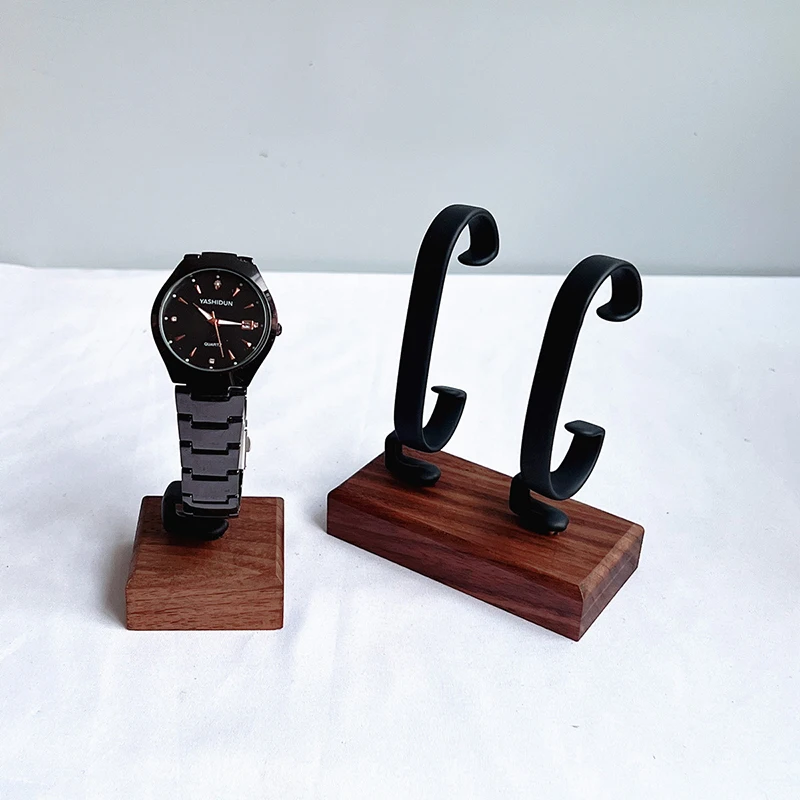 Wooden C‑Shaped Watch Holder, Solid Wood Jewelry Display Stand For Bracelet Ring Earring Desktop Trinket Organizer