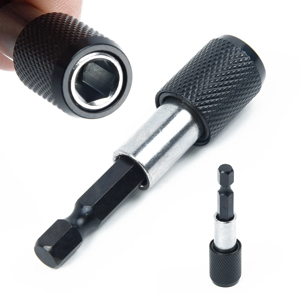 

Hex Shank Quick Release Drill Screw Screwdriver Bit Holder 1/4\" 60mm Knurled Extension And Conversion Chuck Power Tools Access