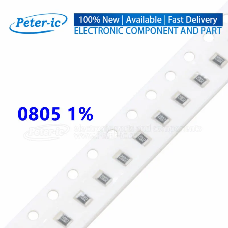 (100pcs) SMD Resistor 0805 1% 1/8W 0.1 0.22 0.5 1 10 15 22 33 47 100 200 220 330 470 510 Ohm 1K 4.7K 10K 100K 1M 2K2 4K7 0.125W