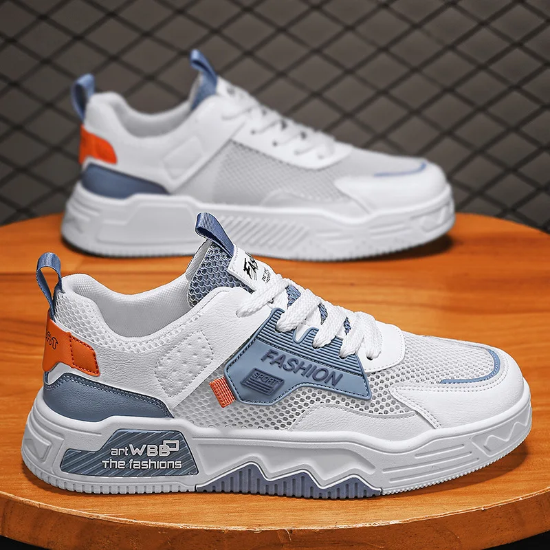 2026 New Men Mesh Skate Sneakers Breathable ThickSole Height Increasing Casual Sports Shoes For Youth