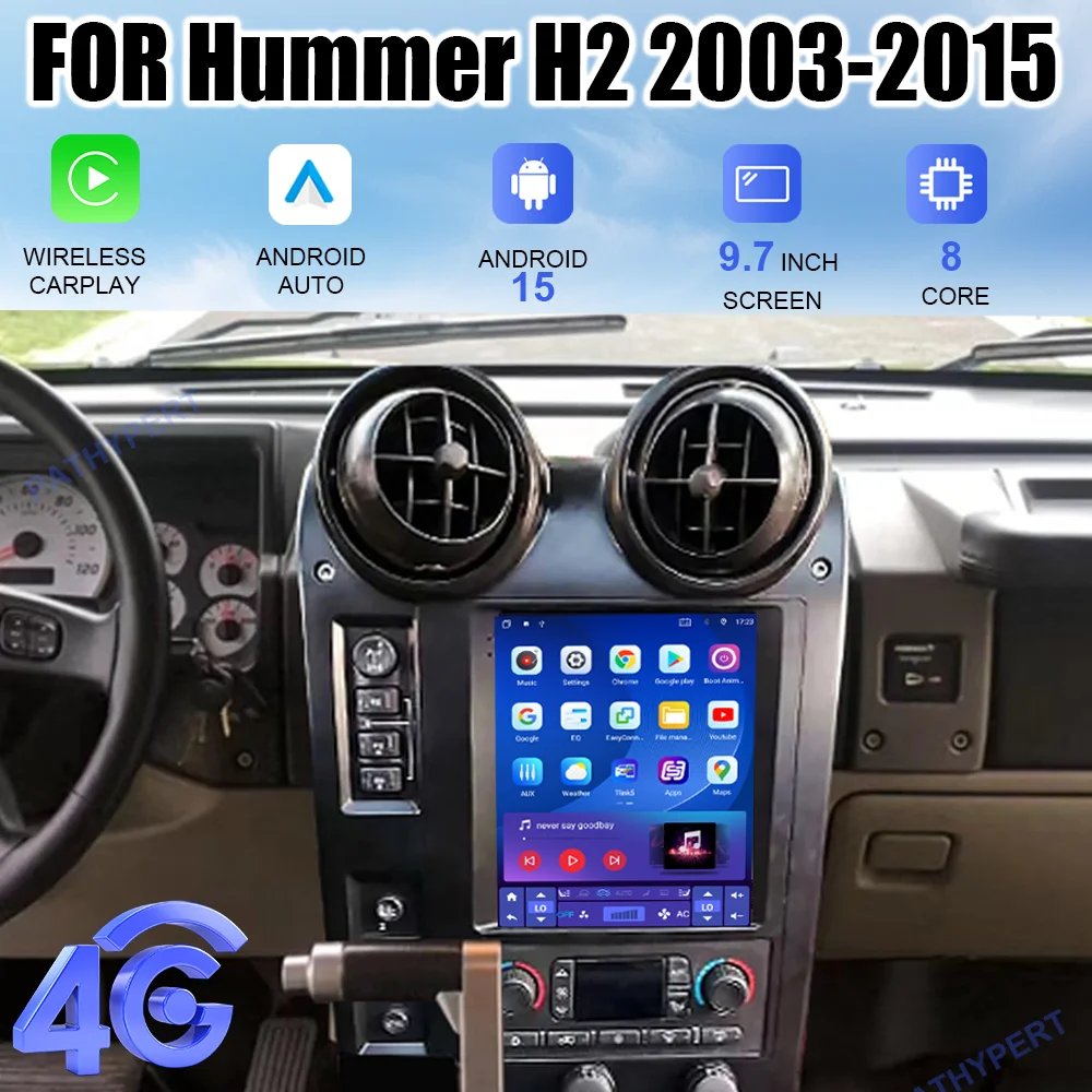 

Android 15 9.7" For Hummer H2 2003-2015 Car Multimedia Player Stereo Radio Auto Bluetooth GPS Navigation Head Unit 2 Din DSP 4G