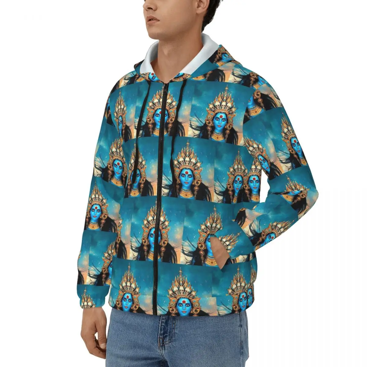 Cosmic Kali Ma - Hindu Goddess Of Destruction Zipper Hoodie Pullover Autumn Winter Men Women Sweatshirt Long Sleeve Tops