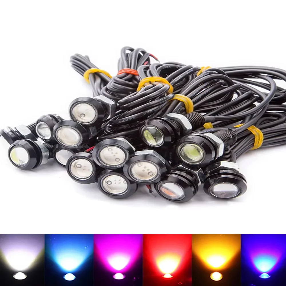 1pair 23MM Car Eagle Eye LED Light 12V Daytime Running Light DRL Auto Parking Singal Lamps For Motorcycle Car White Red Yellow