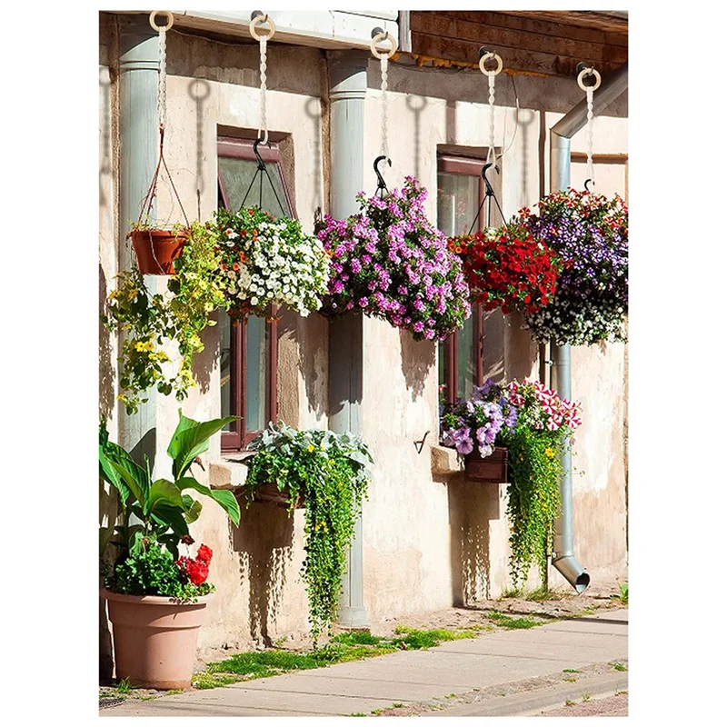 【Superdeals】6-Pack Plant Hanging Extender Wood Ring Hand Woven Flower Pot Rope Hanging Cotton Rope Garden Flower Pot
