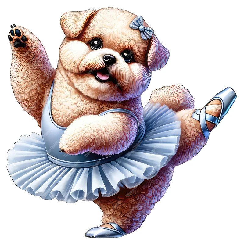 Three Ratels Funny ballet puppy cartoon animal wall stickers for kid's bedrooms decoration personalized car decals