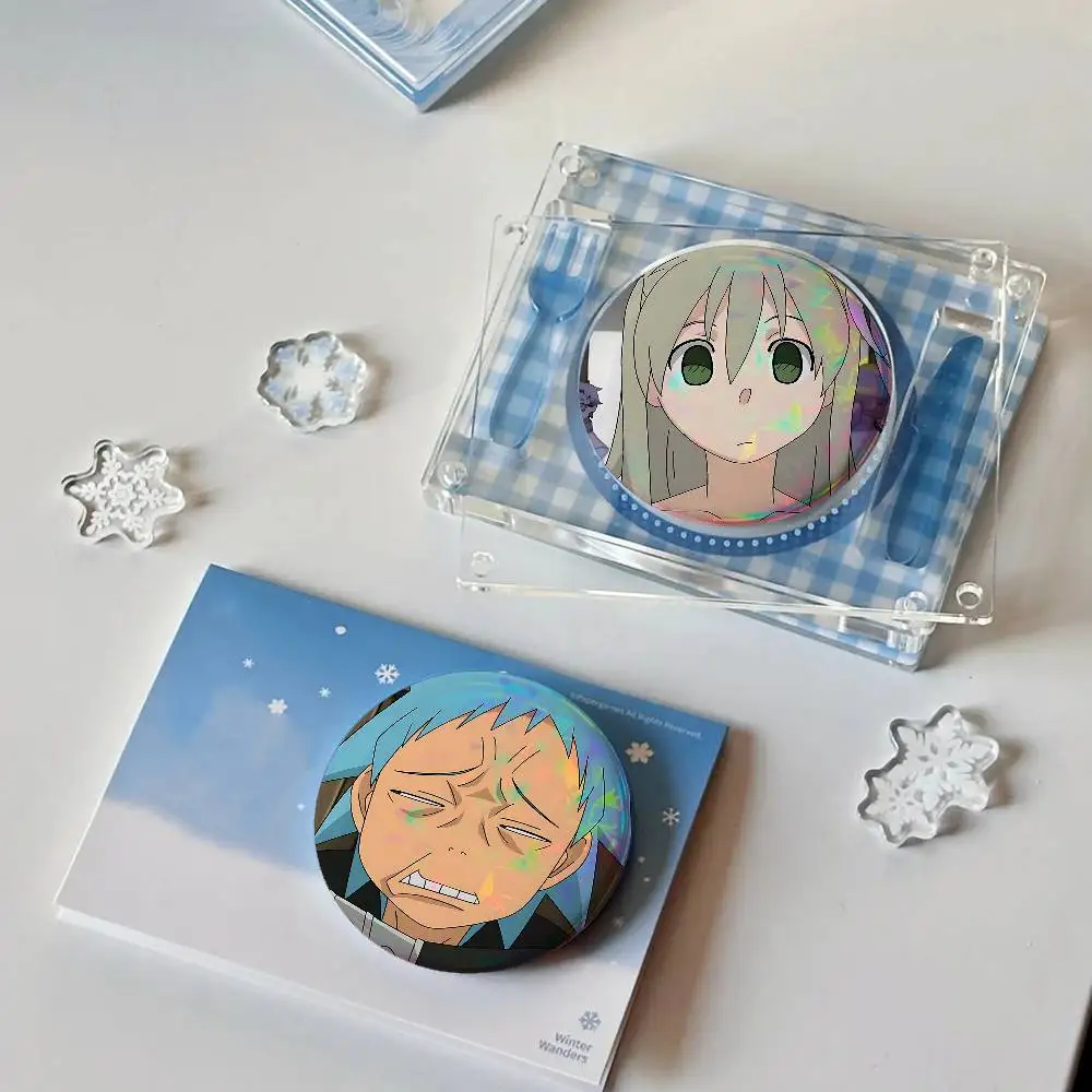 Anime S-SOUL EATER For Badge Fashion Laser Holographic Effect Badge Custom Design Metal Lapel Pin Brooch For Backpack Decor