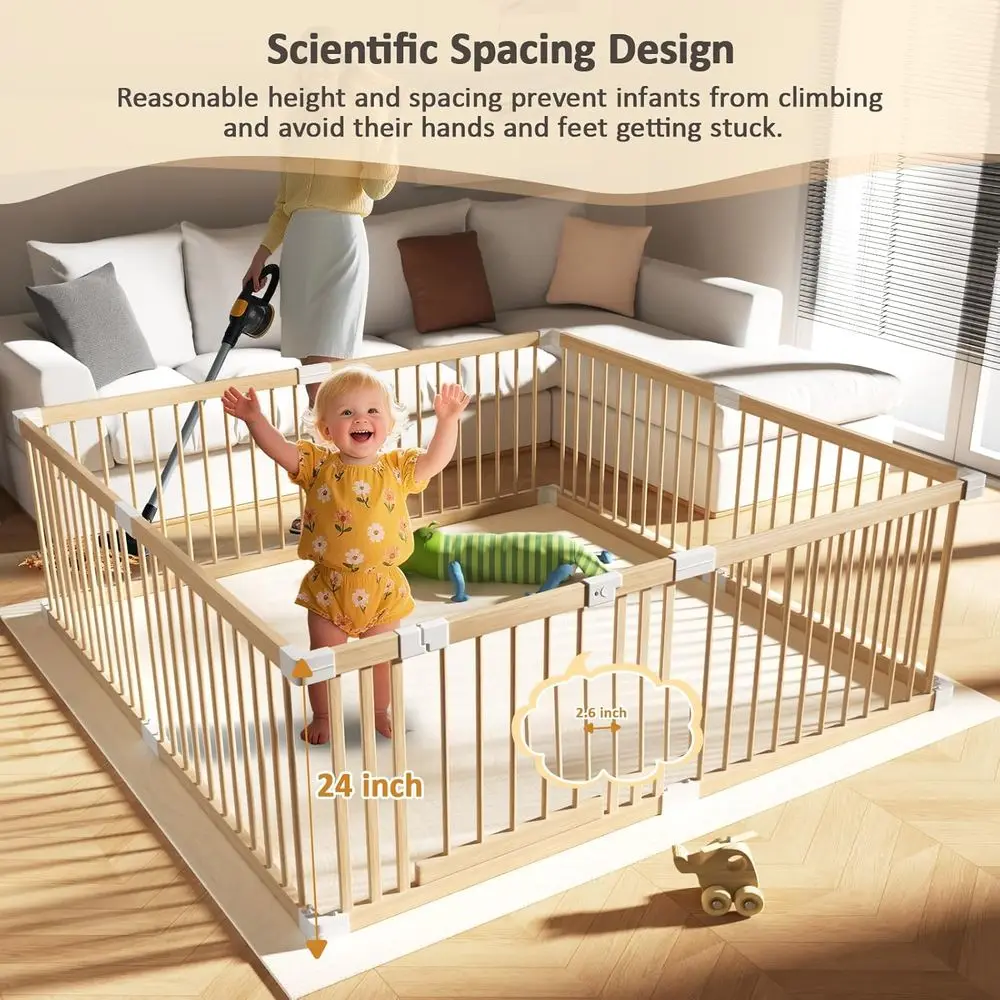 Baby-Laufstall in Jumbo-Größe – Spielbereich für Kleinkinder im Innenbereich, sicherer Spielhof, schnelle Montage (73 x 73 x 24 Zoll)