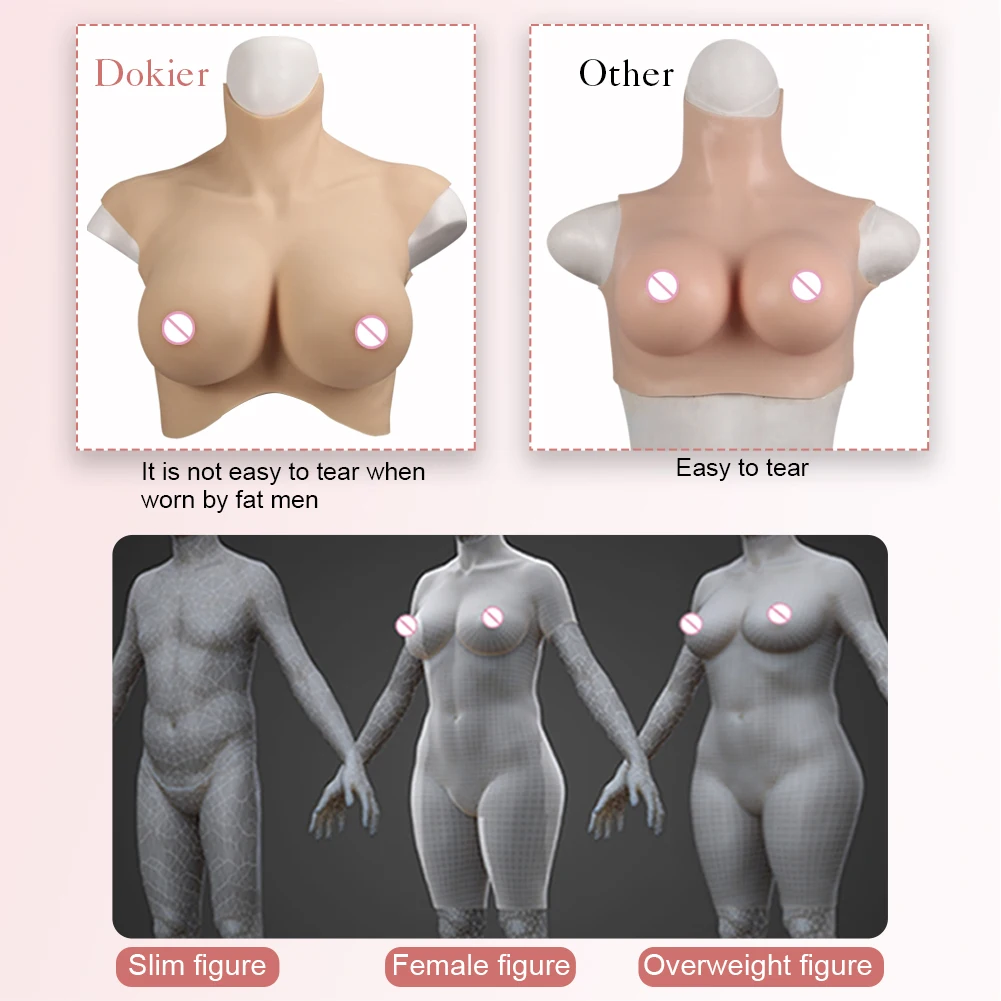 Dokier Breastplates Silicone Breast Forms Huge Fake Boobs Transgender Drag Queen Shemale Crossdress for Men B C D F G H Cup