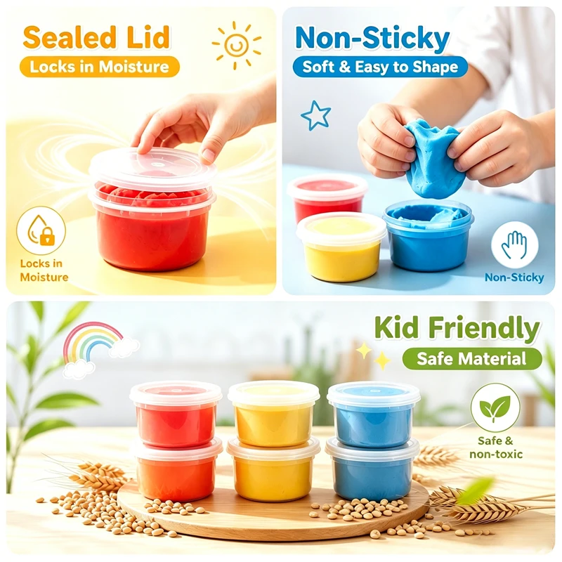 Kids Play Dough Kitchen Set Plasticine Food Molds Maker Kit DIY Modeling Clay Tool Set Preschooler Pretend Play Toy for Boy Girl