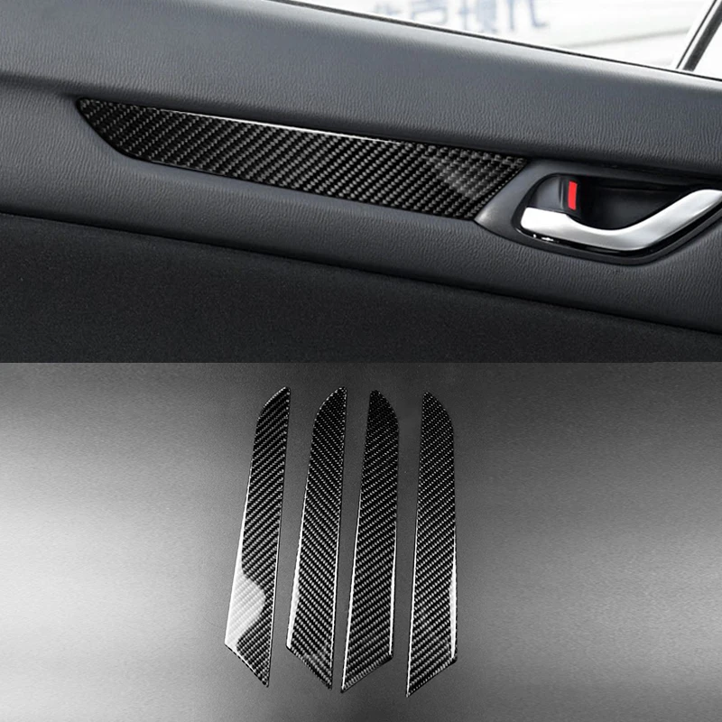 

For Mazda CX-5 CX5 2017 2018 4PCS Carbon Fiber Car Interior Window Door Panel Cover Decor Trim