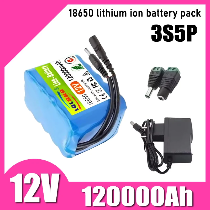 12V 120000mAh 3S5P battery pack 18650 lithium-ion battery with BMS lithium battery pack protection board