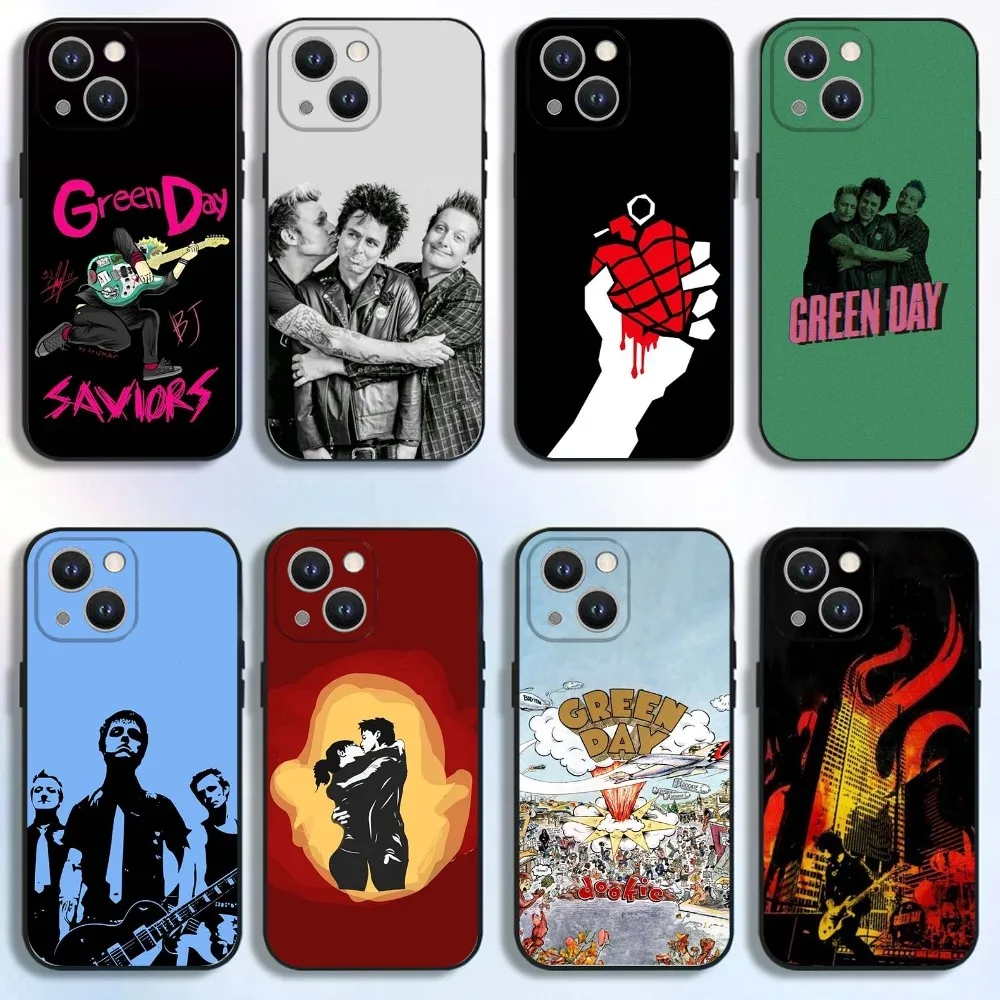 

G-Green Day Band Phone Case For iPhone 16,15,14,13,12,11 Plus,Pro Max,XS,X,XR,SE,Mini,8,7,Soft Silicone Black Cover