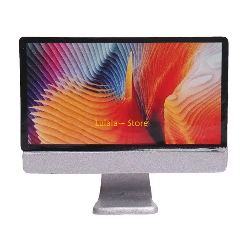 Y4QA 4Pieces/Set Miniature Model Desktop Computer incl Keyboard for Scaled Study Room