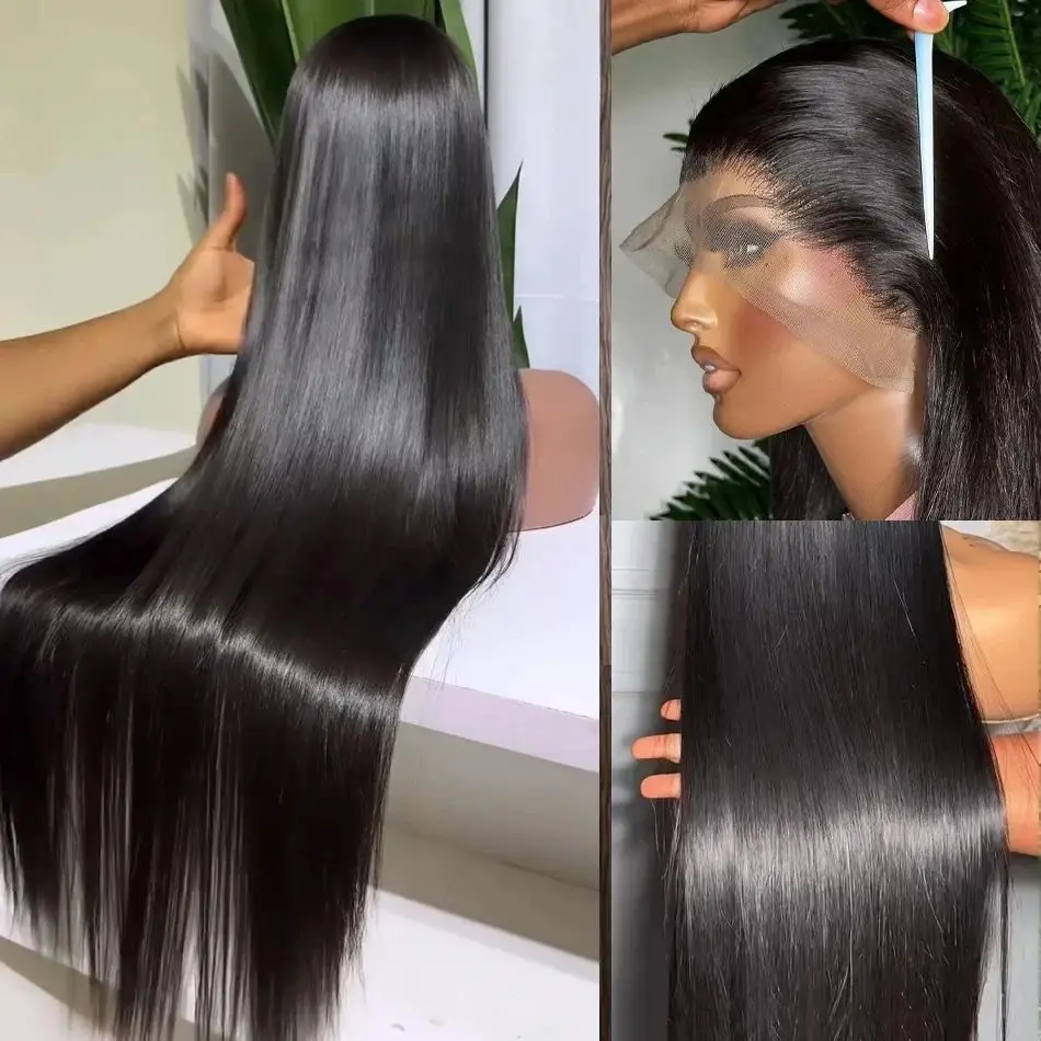 Perucas longas retas de cabelo humano para mulheres, perucas frontais de renda HD, baratas e depuração, escolha de cabelo, 200 Densidade, 40 polegadas, 13x6, à venda