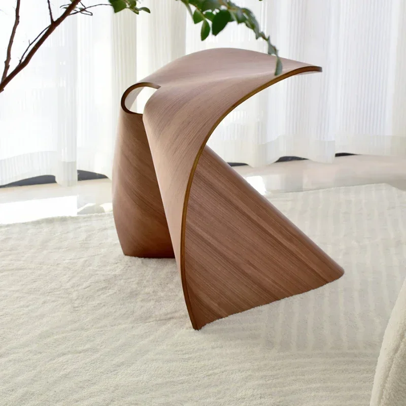 Minimalist dining chair designer walnut coffee table bench Living room bedroom stool can be stacked