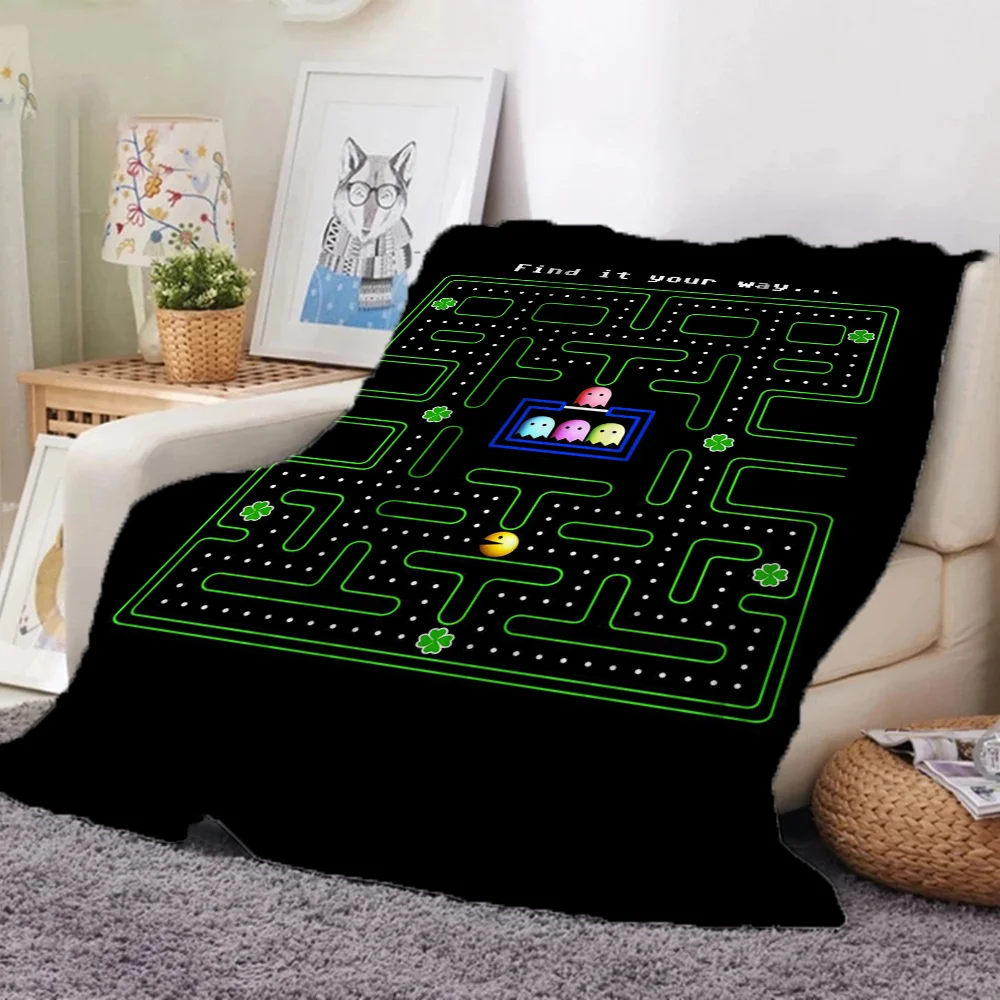 Pac Man Designer Blanket King Size Bed Blankets & Throws Home Interior Luxury Bedding Knitted Plaid Beach Towel Throw Knee Nap &