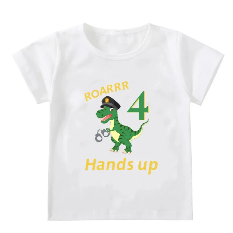 

Personalised Kids Birthday T-shirt Child Custom Name Clothes Dinosaur Cartoon Print Tops Boys Girls Shirt Birthday Cute T Shirt