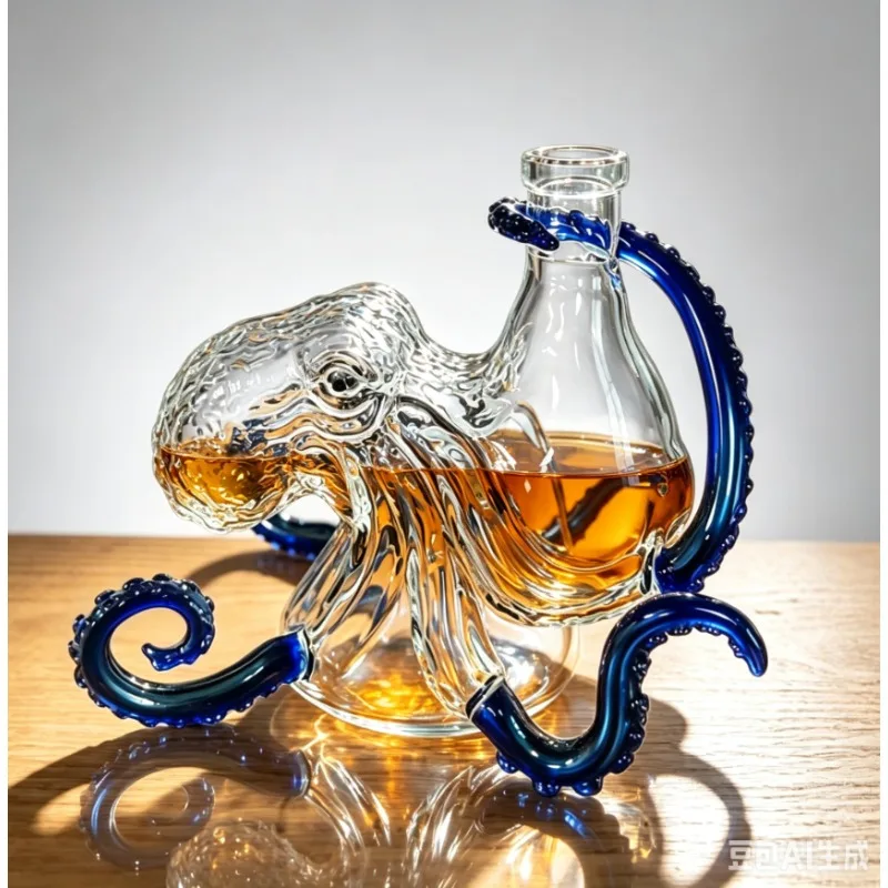 Whiskey Bottle Octopus Sparkling Wine Bottle Borosilicate Wine Bottle Ornament Whiskey Octopus Bottle Ornament