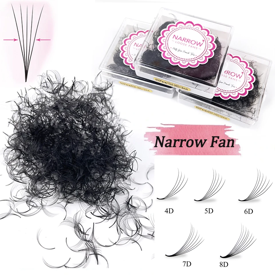

New Super Narrow Fans 4D 5D 6D 7D 8D Pointy Base Handmade Promade Narrow Fans Ready-made Fan Eyelashes Loose Fan Lash Extensions