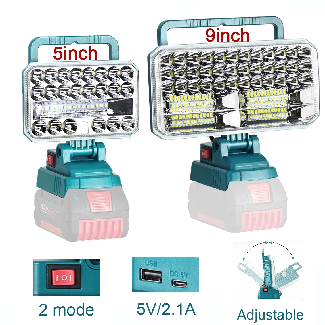 

Cordless LED Work Light for Bosch 18v Battery, Portable LED Floodlight With USB Charger Port for Camping, Emergency(Tool only)
