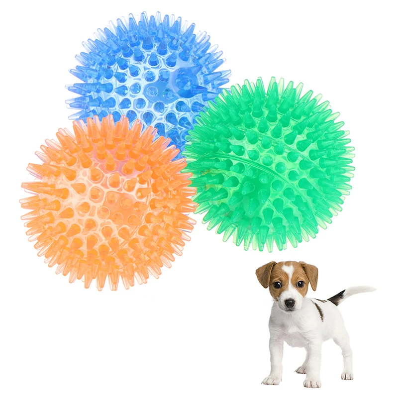 1PCS Dog Rubber Toy Bouncy Floating Teeth Cleaning Spiky Squeaky Ball Durable Dogs Toys Dog Toys