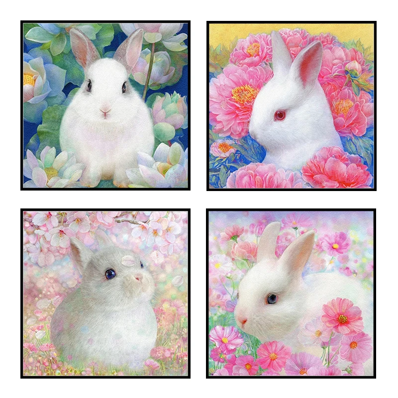 

KAMY YI 5D Diy Custom painting, cross stitch lovely rabbit square/round diamonds Mosaic handmade crafts