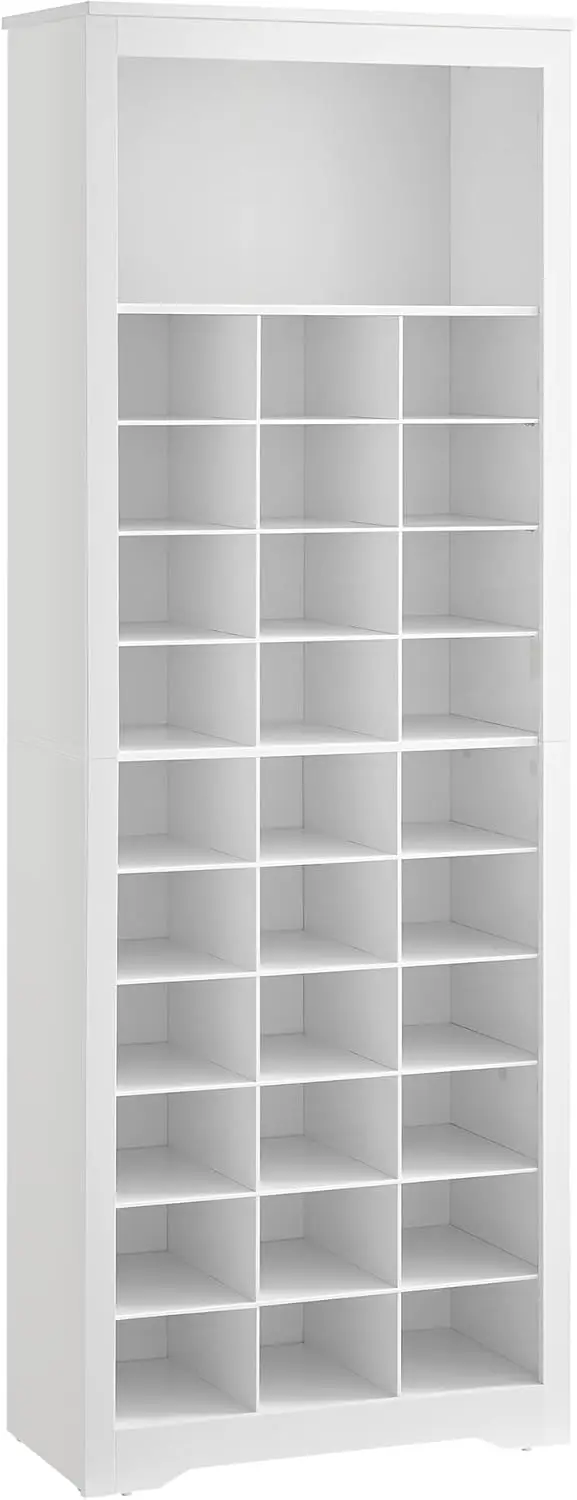 

10-Tier Tall Shoe Storage Cabinet, Freestanding Footwear Organizer Rack, Large Capacity Shoe Tower Holds Up to 30 Pairs for Entryway and Bedroom, White, 12.6 x 24.8 x 73.6 Inches