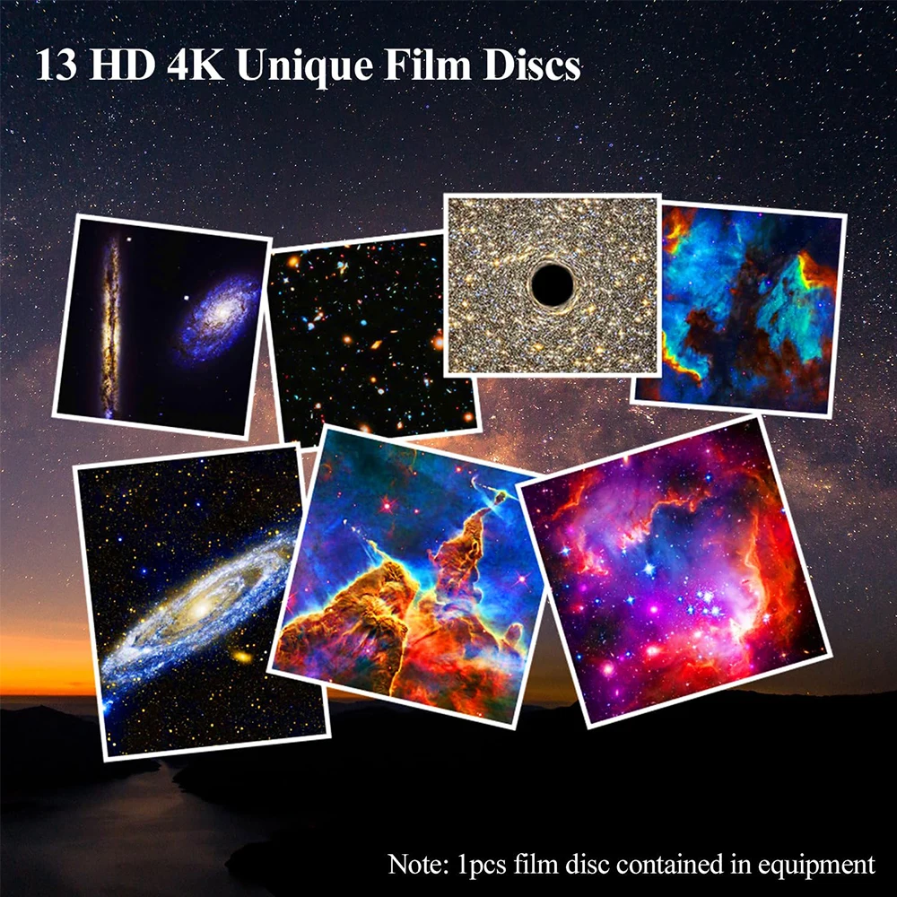 Star Planetarium Projector Night Light with Timer 4K 13 HD Film Discs 360° Rotation Space Galaxy Projector Lamp for Kids Bedroom