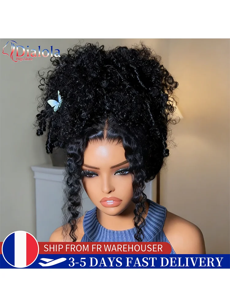 Dialola Invisible Strap 360 HD Full Lace Frontal Glueless Pruik Kinky Curly Haarwerk van Echt Haar 40 Inch Deep Wave Krullende Lace Front Pruiken - afbeelding 2