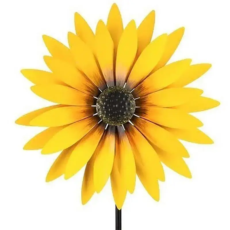 Sunflower Windmill Metal Rotating Sunflower Wind Spinner With Stake Standing Lawn Flower Pinwheel Outdoor Garden Decor Kids Toy7