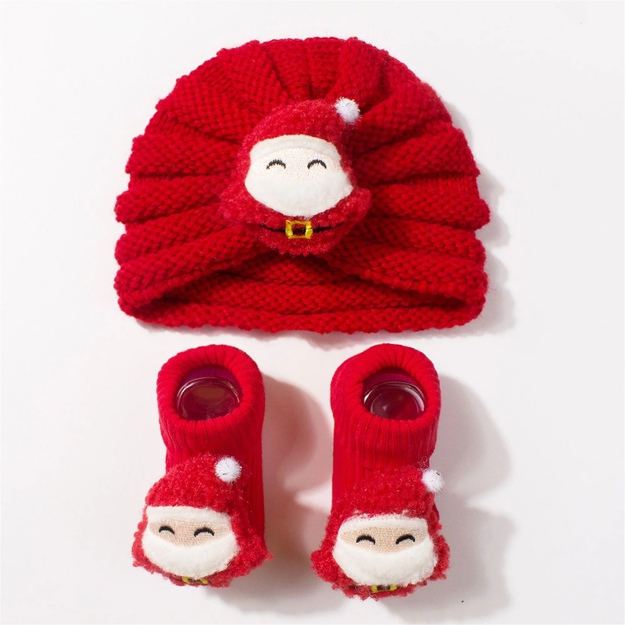 لطيف الطفل الرنة قبعة والقفازات مجموعة دافئة مريحة عيد الميلاد الغزلان ديكور الطفل الشتاء قفازات متماسكة والأحذية كومبو #5